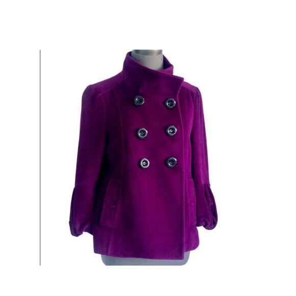 Carolina Herrera Wool Angora Purple Dress Jacket Coat Women’s Size L w/ Dust Bag - Picture 5 of 13